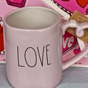 Rae Dunn Pink Love Mug Heart Shaped Handle NWT